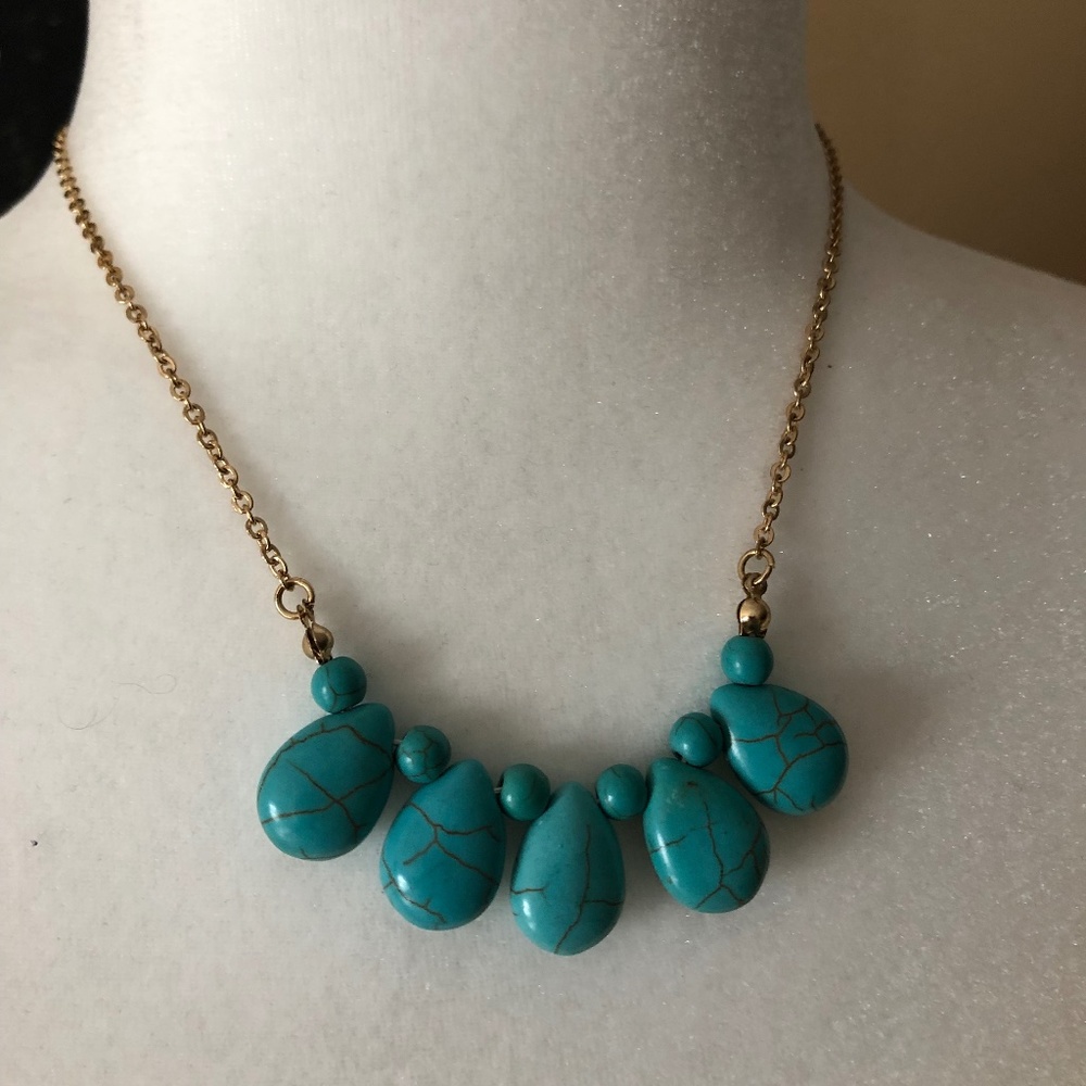 Turquoise Necklace with gold plated chain